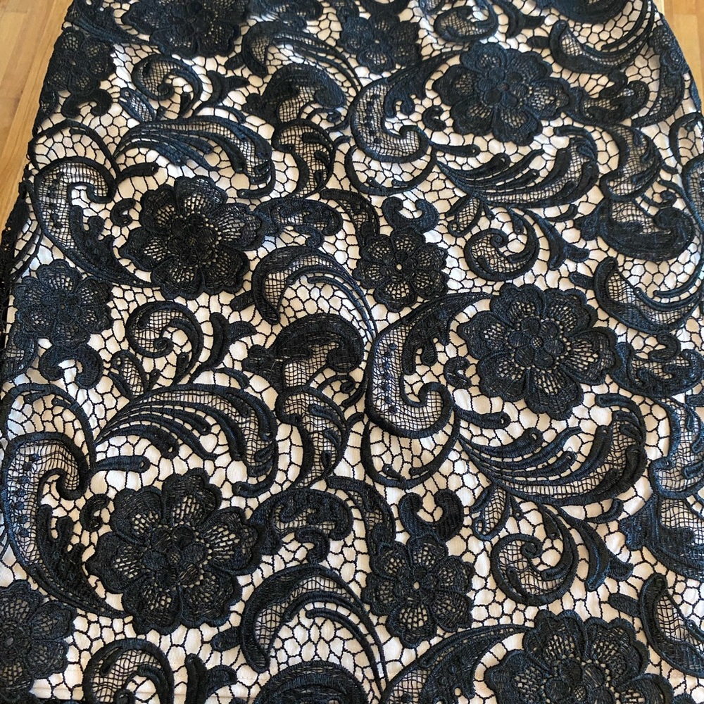 Black Floral Lace Overlay Skirt
